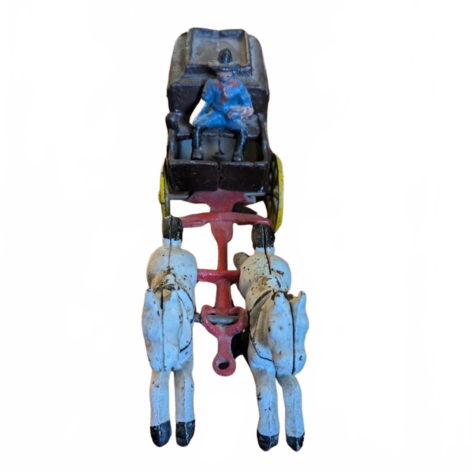 Vintage Horse-Drawn Stagecoach Toy with Driver